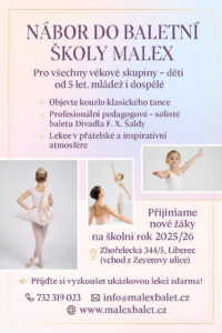 Přihlaste se do Malex Balet! Balet pro děti od 5 let i dospělé – začátečníky i pokročilé. Rozvíjejte pohyb, kreativitu a radost z tance! 💃🩰